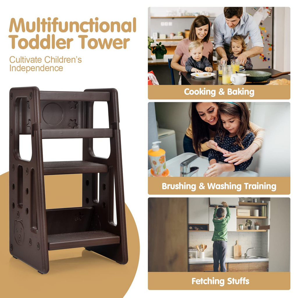 Kids Kitchen Step Stool with Double Safety Rails - Costzon