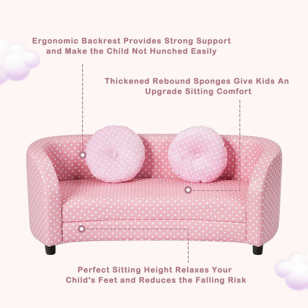 Costzon Kids Sofa Chair, 2 Seats Kids Couch Armrest Chair, Pink - costzon