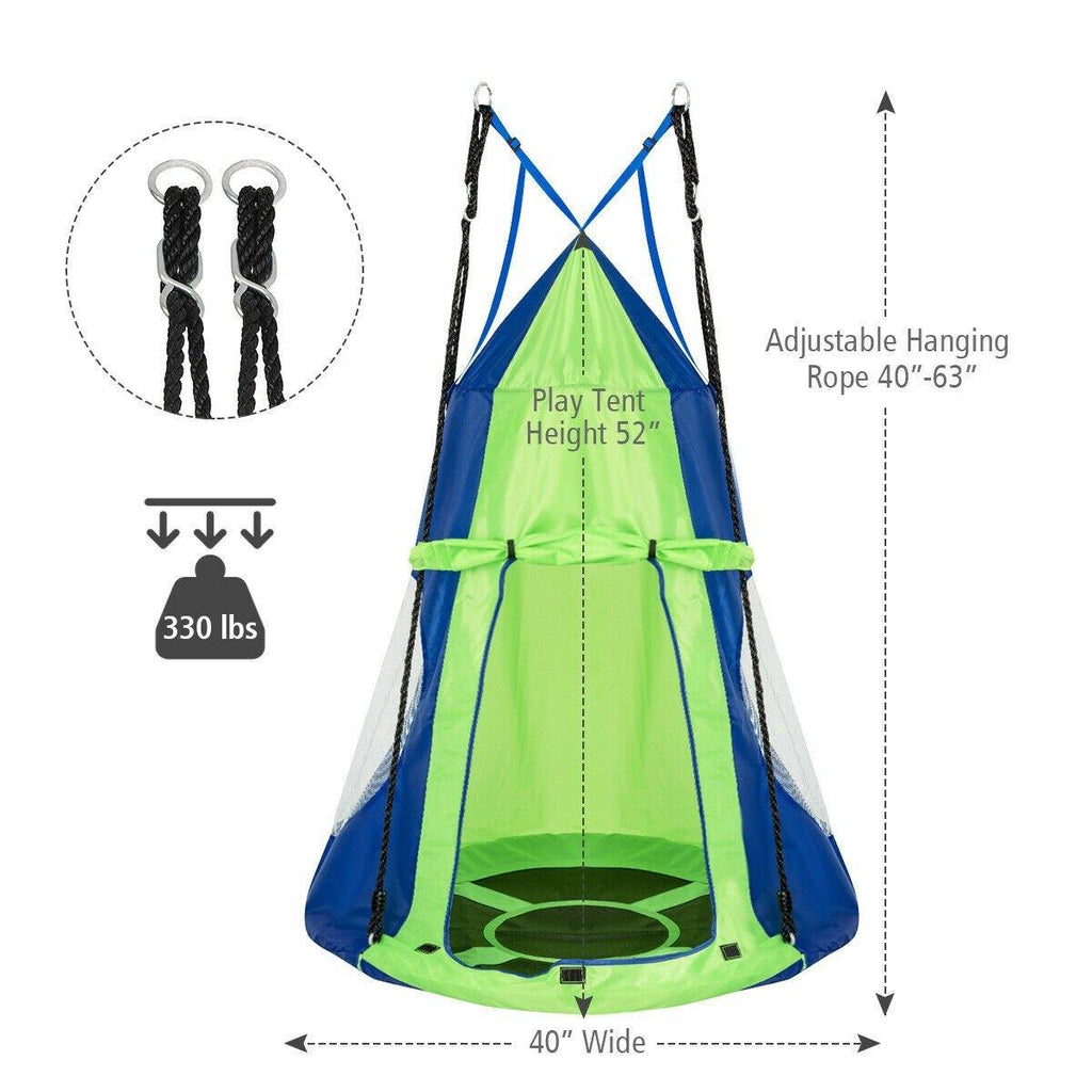 2 in 1 Kids Detachable Hanging Chair Swing Tent Set - costzon