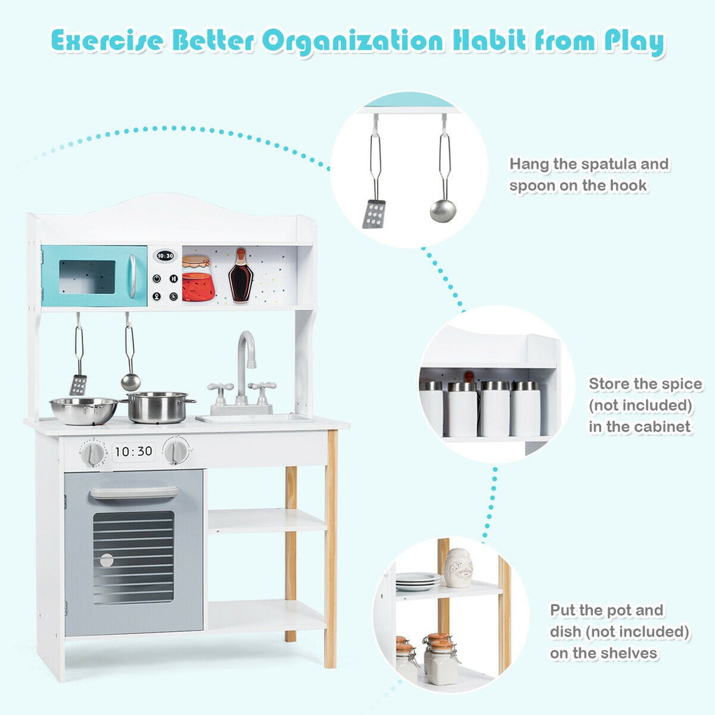 Costzon Kids Kitchen Playset, Cooking Pretend Play Toy Set with Sink - costzon