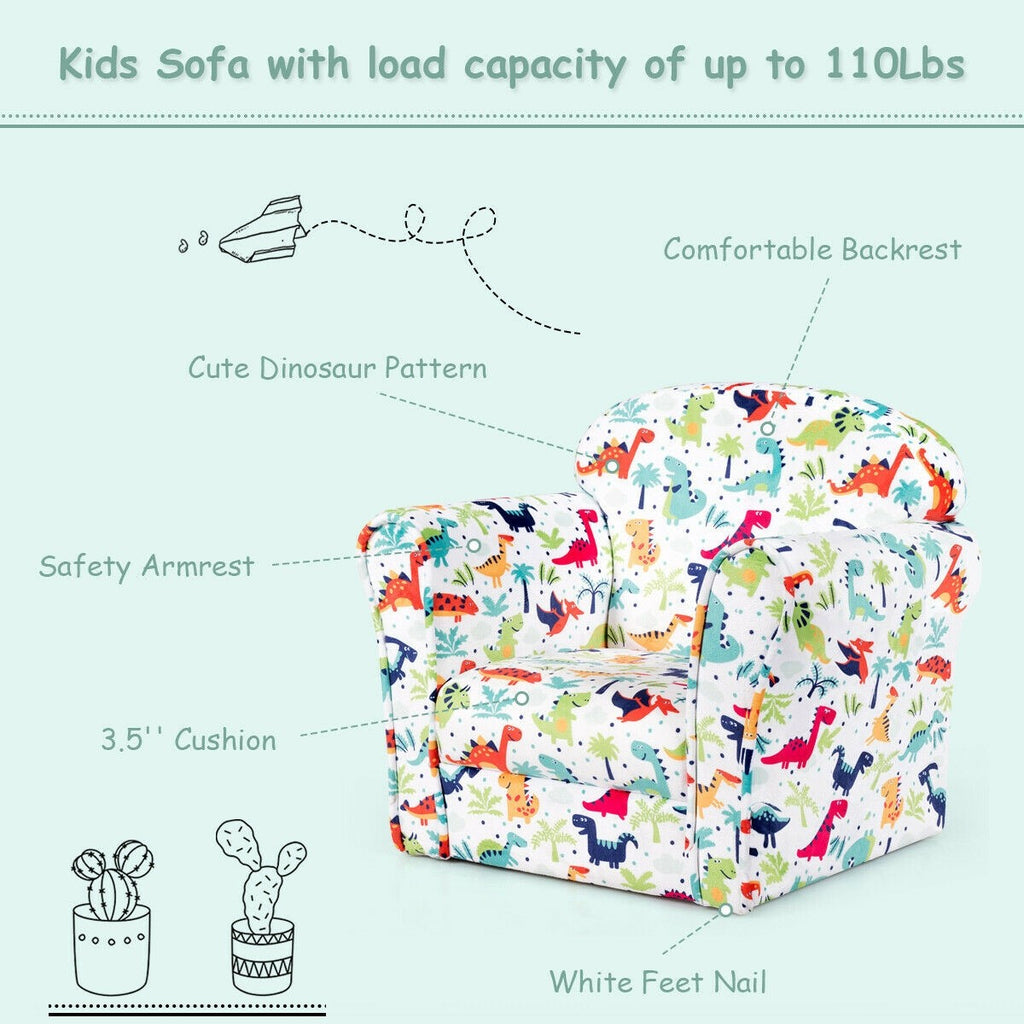 Costzon Kids Sofa, Children Armrest Chair with Pattern, Toddler Furniture, Dinosaur - costzon