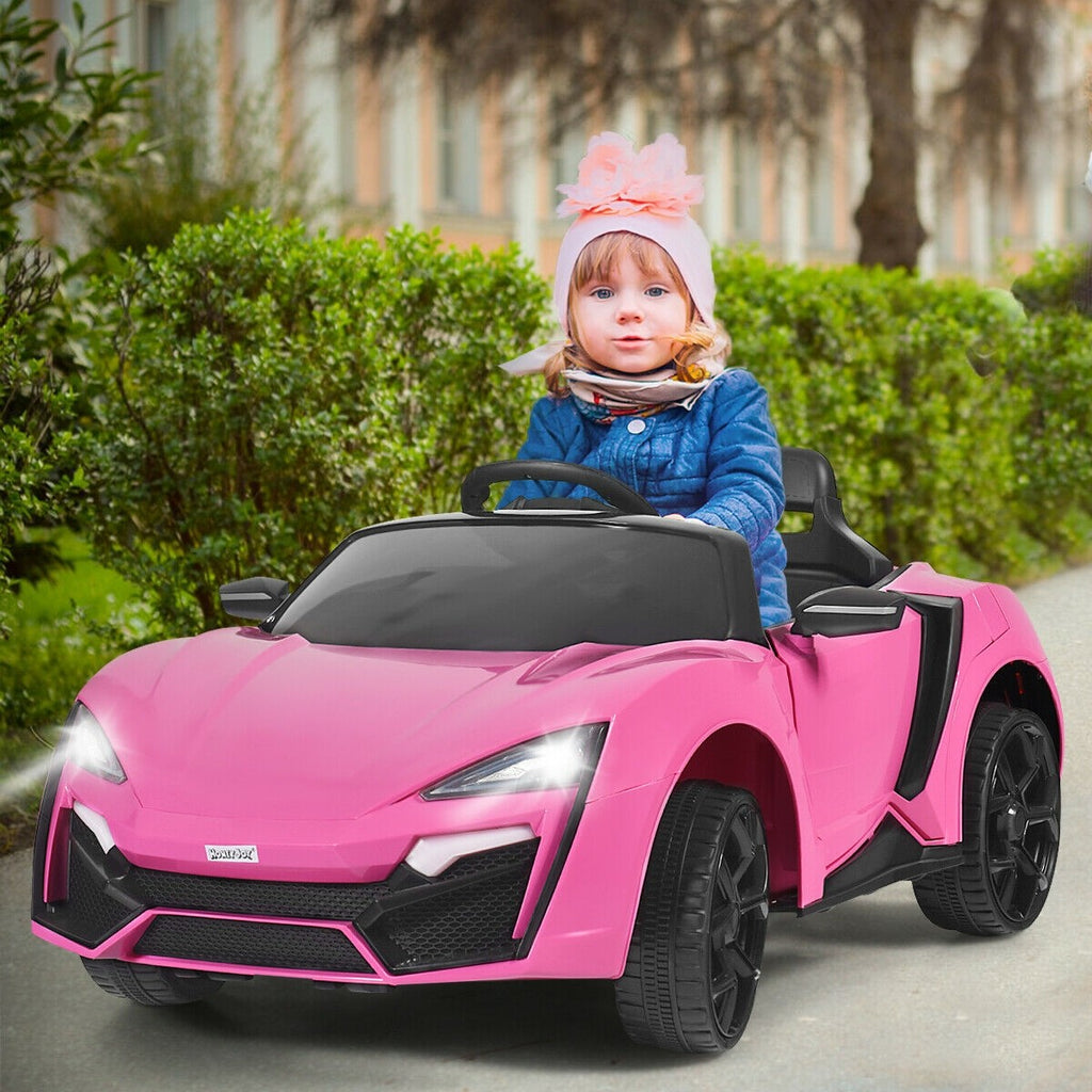 Costzon Pink Ride on Car, 12V Battery Powered Electric Vehicle w/ Manual & 2.4G Remote Control Modes - costzon