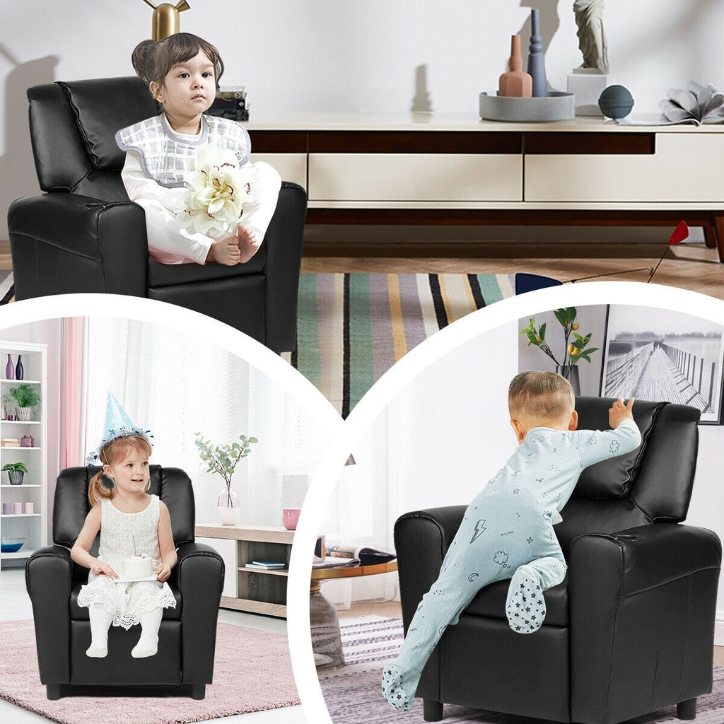 Kids Recliner Chair with Cup Holder Kids Room - costzon