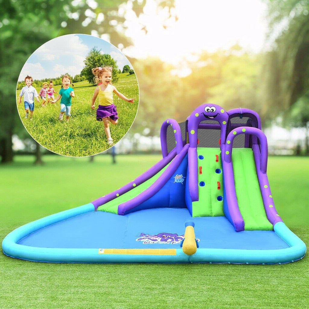 BOUNTECH Inflatable Water Park, Mighty Bounce House w/ Large Splash Pool, Climbing Wall - costzon
