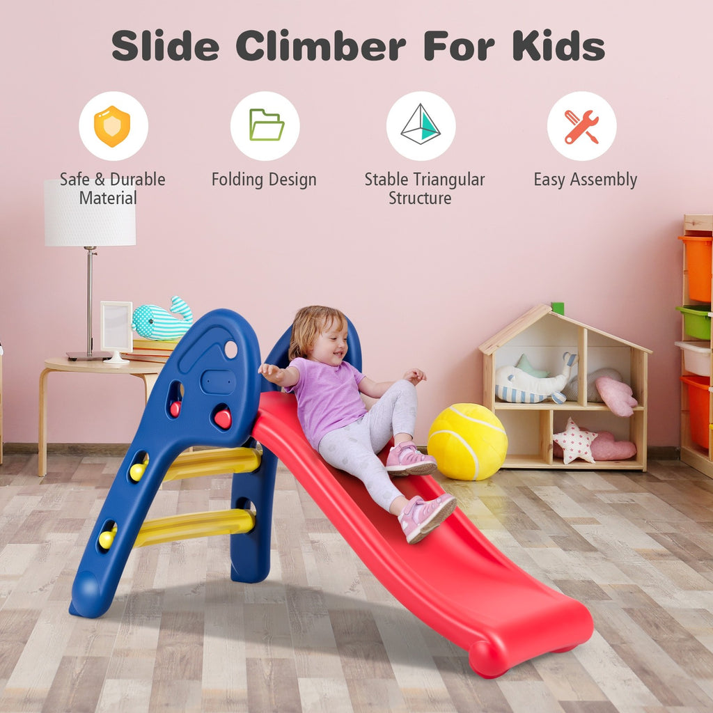 Joy Folding Slide, Indoor First Slide Plastic Play Slide Climber Kids (Ellipse Rail) - costzon