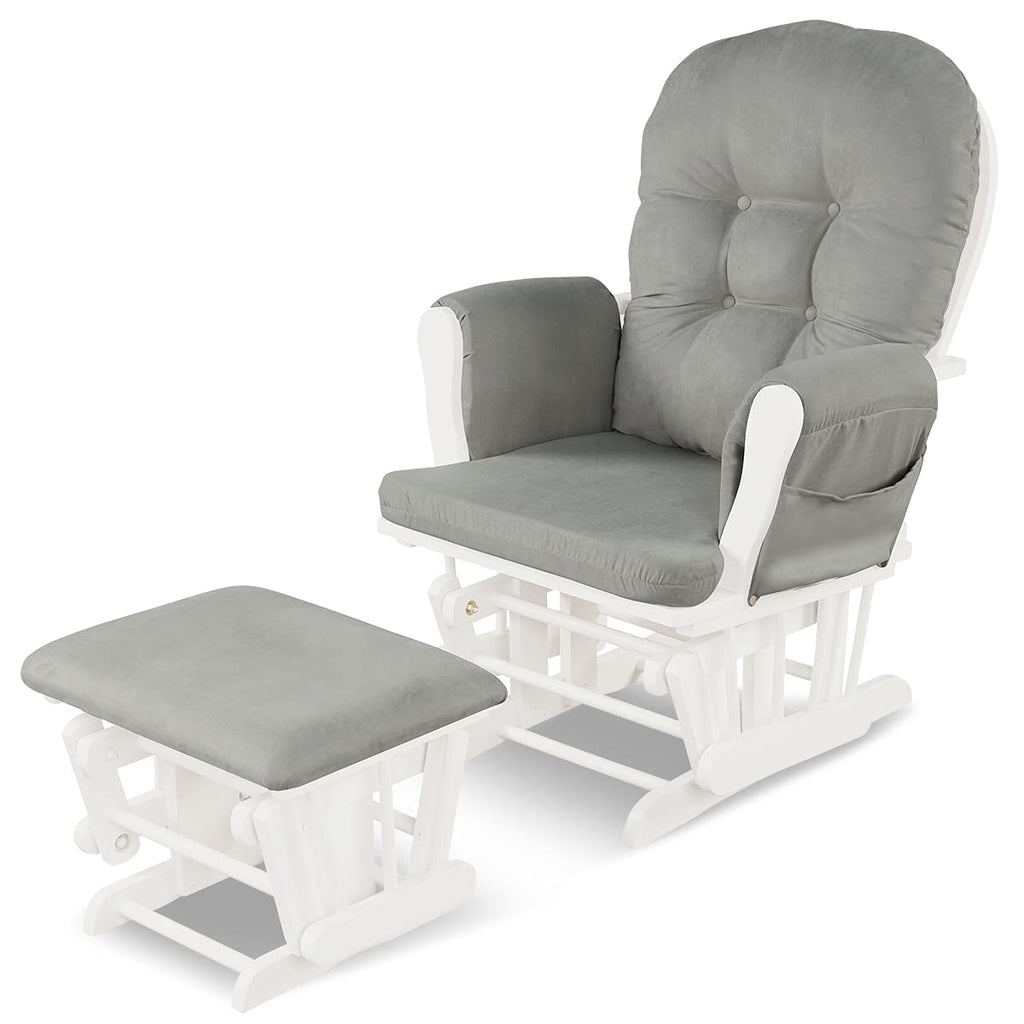  Glider and Ottoman Set, Wood Glider Rocker - Costzon