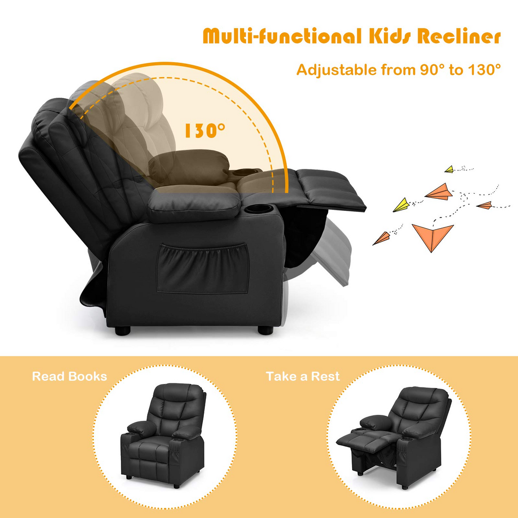 Kids Recliner Chair with Cup Holder - Costzon