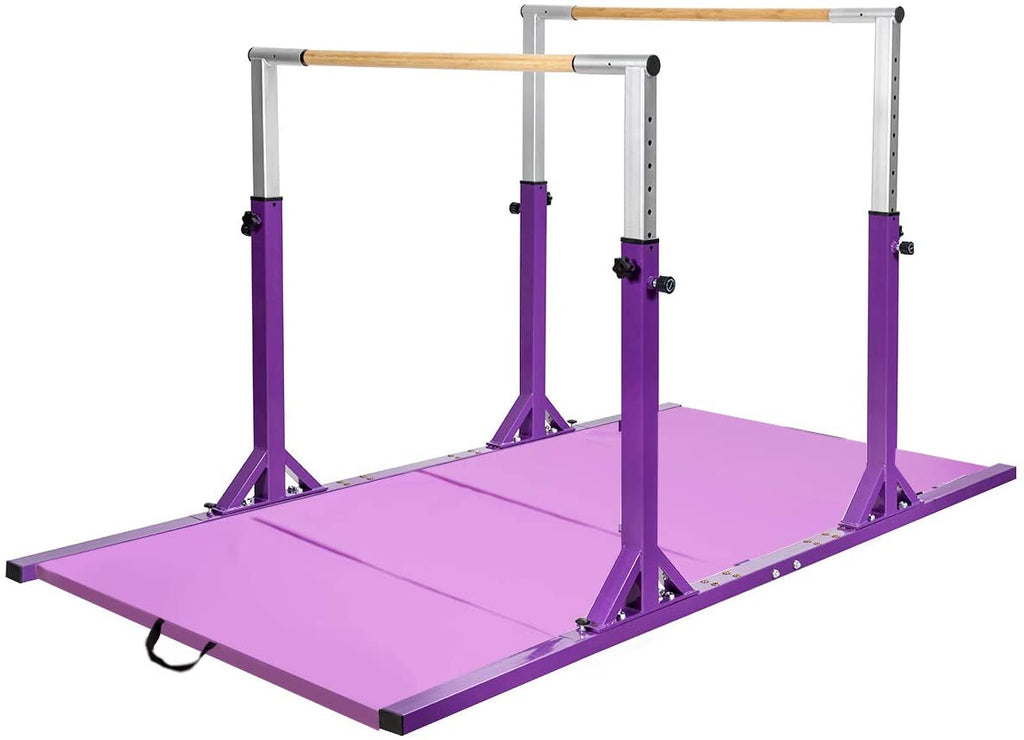 Costzon Double Horizontal Bars, Junior Gymnastic Training Parallel Bars w/11-Level 38-55" Adjustable Heights, 264lbs - costzon