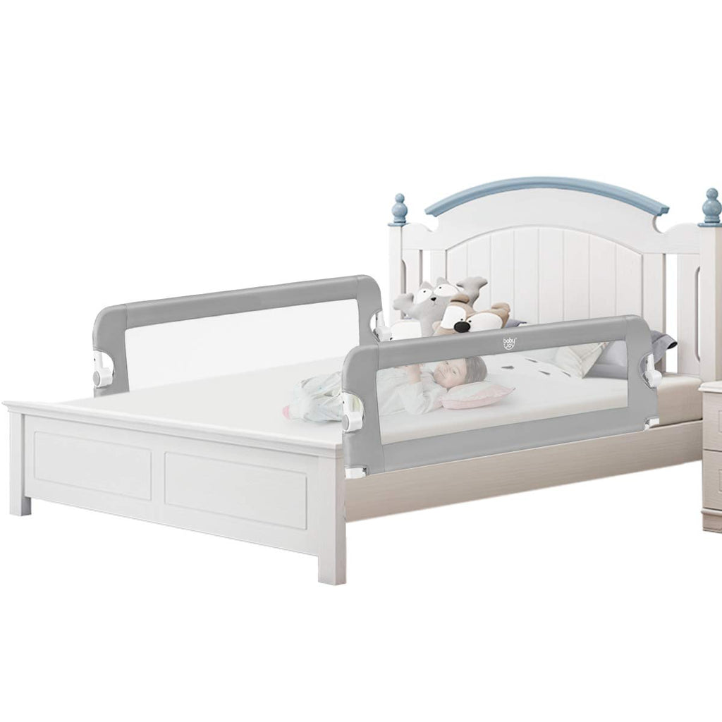 BABY JOY Double Sided Bed Rail Guard, 2 Pack, Extra Long, Swing Down for Convertible Crib - costzon