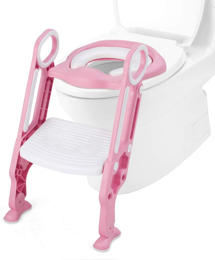 Kids Portable Potty Training Toilet Seat w/Step Stool Ladder - costzon