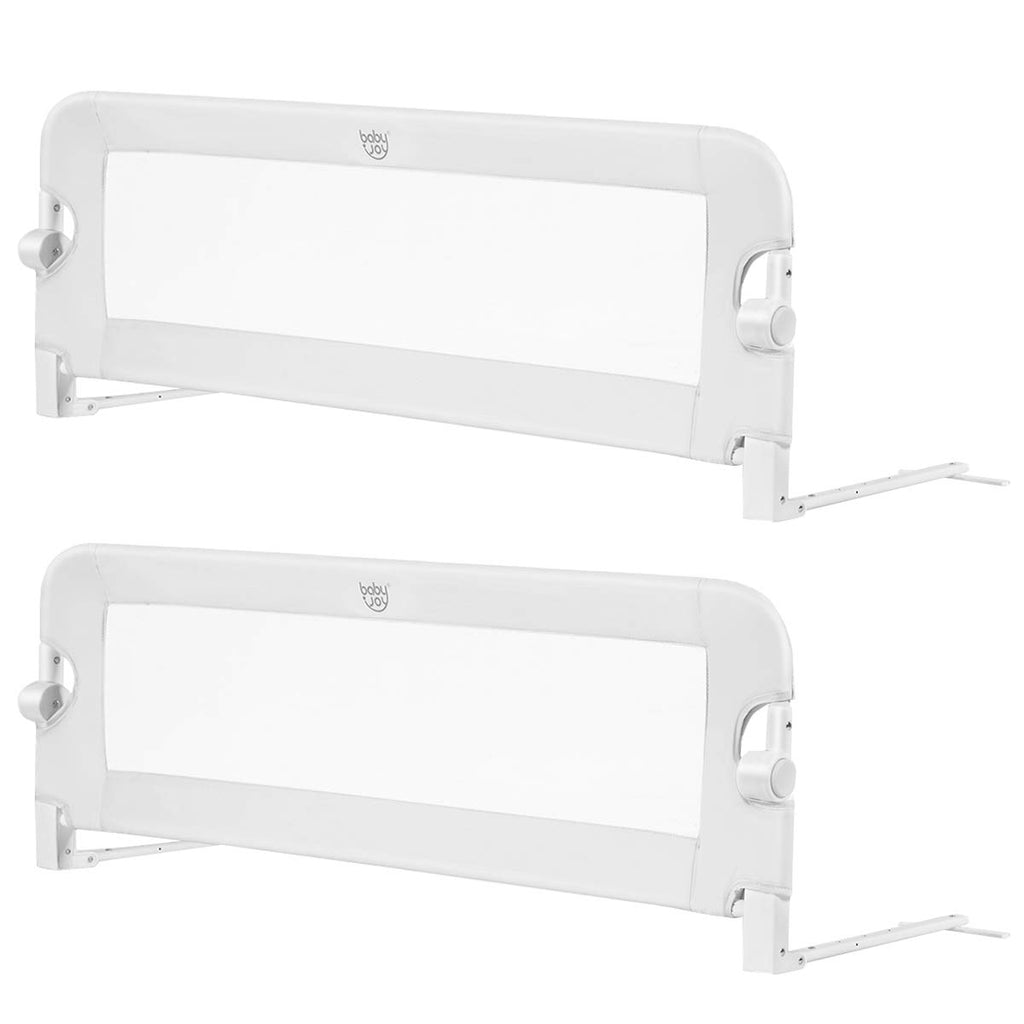 BABY JOY Double Sided Bed Rail Guard, 2 Pack, Extra Long, Swing Down for Convertible Crib - costzon