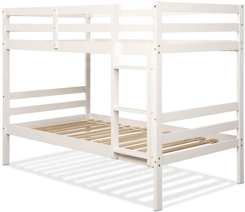 Costzon Twin Bunk Bed, Solid Hardwood Twin Over Twin Bed for Kids with Ladder and Safety Rail - costzon