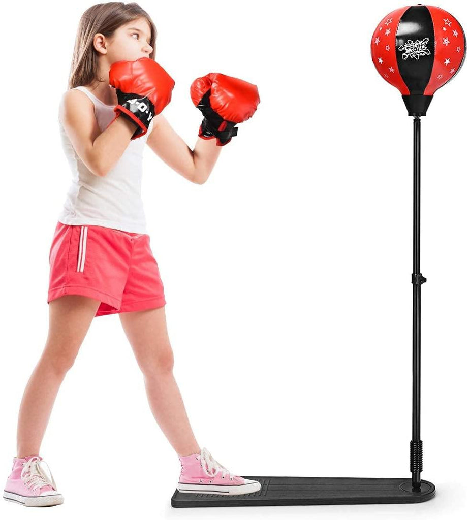 Kids Punching Bag, Height Adjustable Boxing Set - costzon