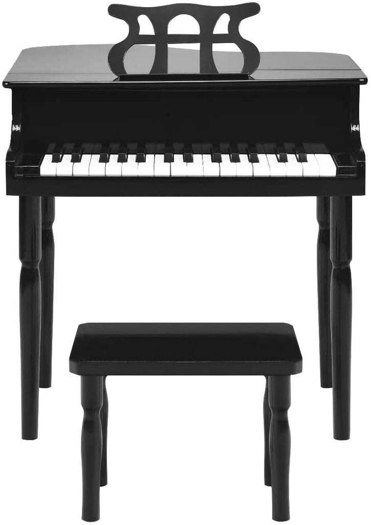Costzon Classical Kids Piano, 30 Keys Wood Toy Grand Piano with Music Stand and Bench - costzon