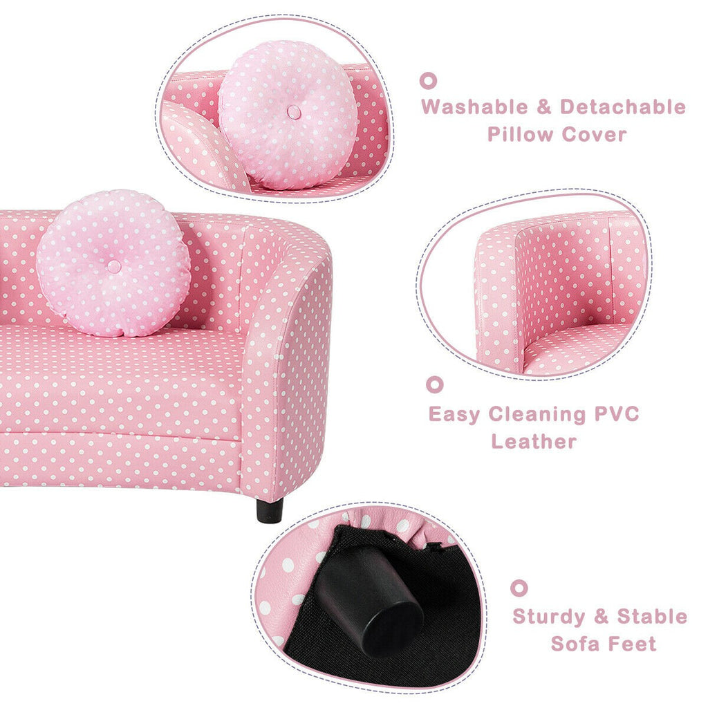 Costzon Kids Sofa Chair, 2 Seats Kids Couch Armrest Chair, Pink - costzon