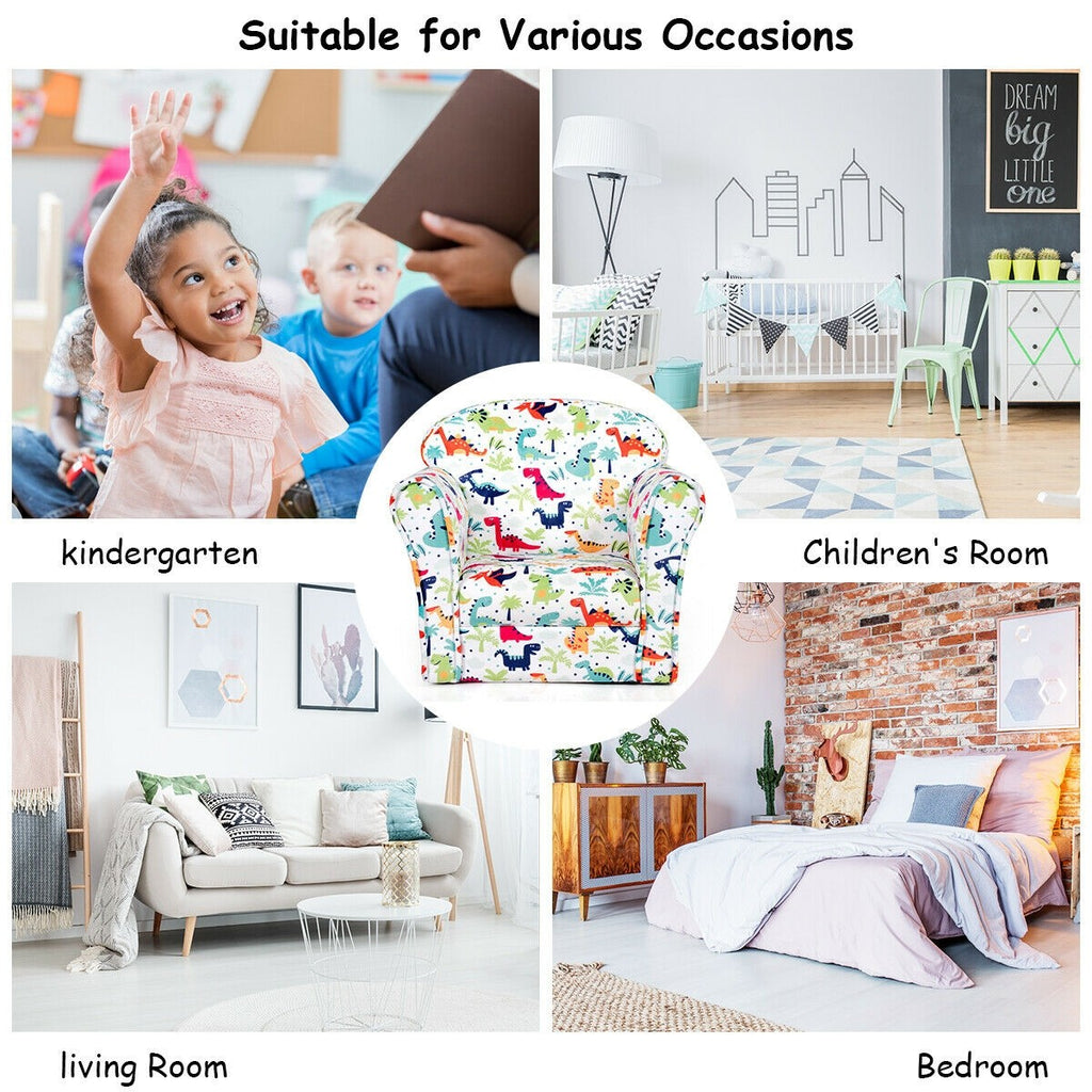 Costzon Kids Sofa, Children Armrest Chair with Pattern, Toddler Furniture, Dinosaur - costzon