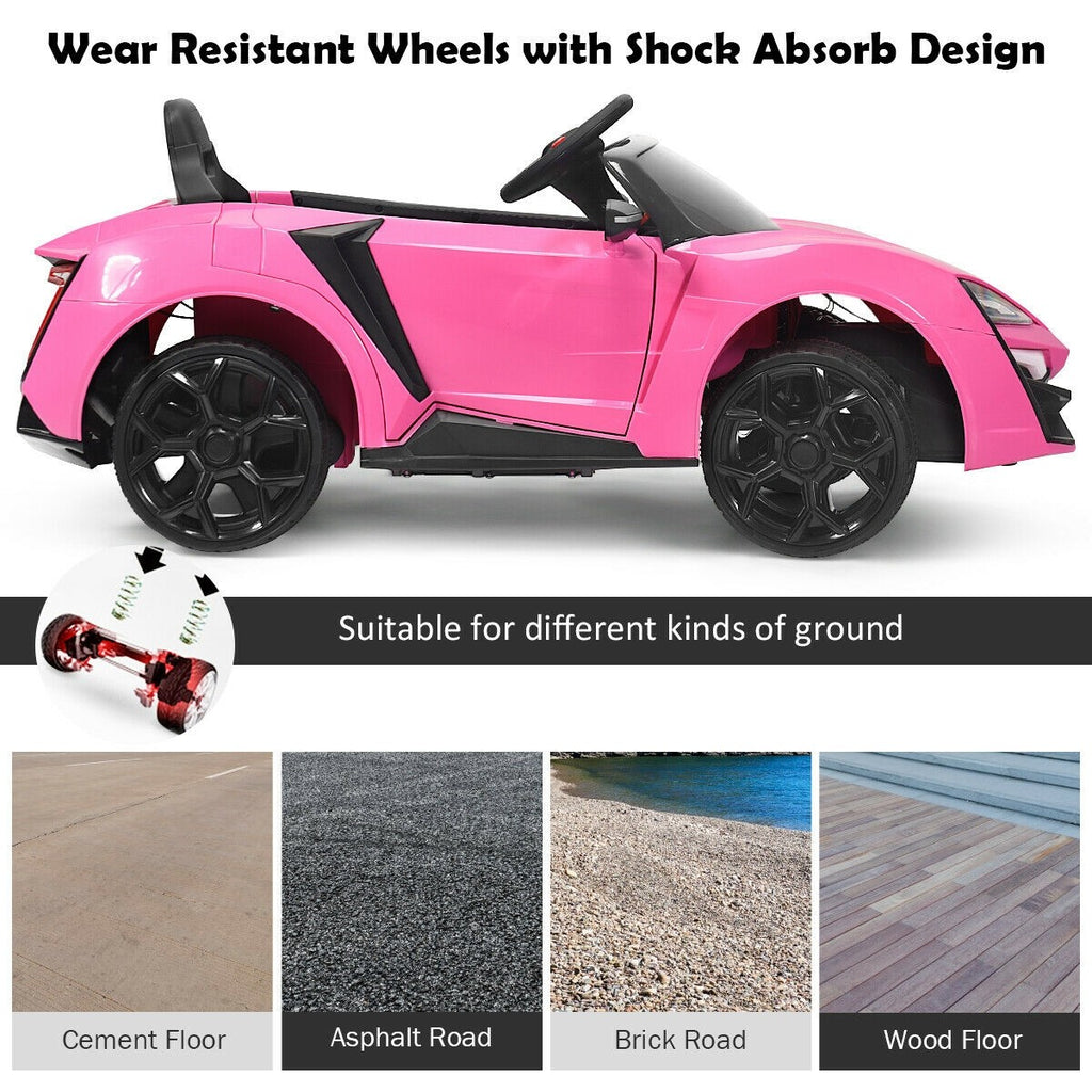 Costzon Pink Ride on Car, 12V Battery Powered Electric Vehicle w/ Manual & 2.4G Remote Control Modes - costzon