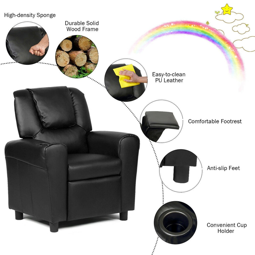 Kids Recliner Chair with Cup Holder Kids Room - costzon