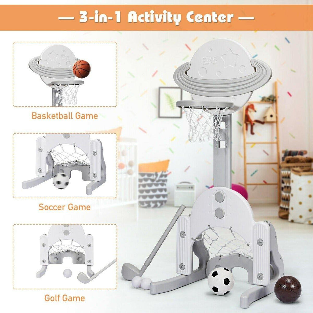 Costzon Kids Basketball Hoop, Toddler Sports Activity Center w/ 5 Adjustable Height Levels - costzon