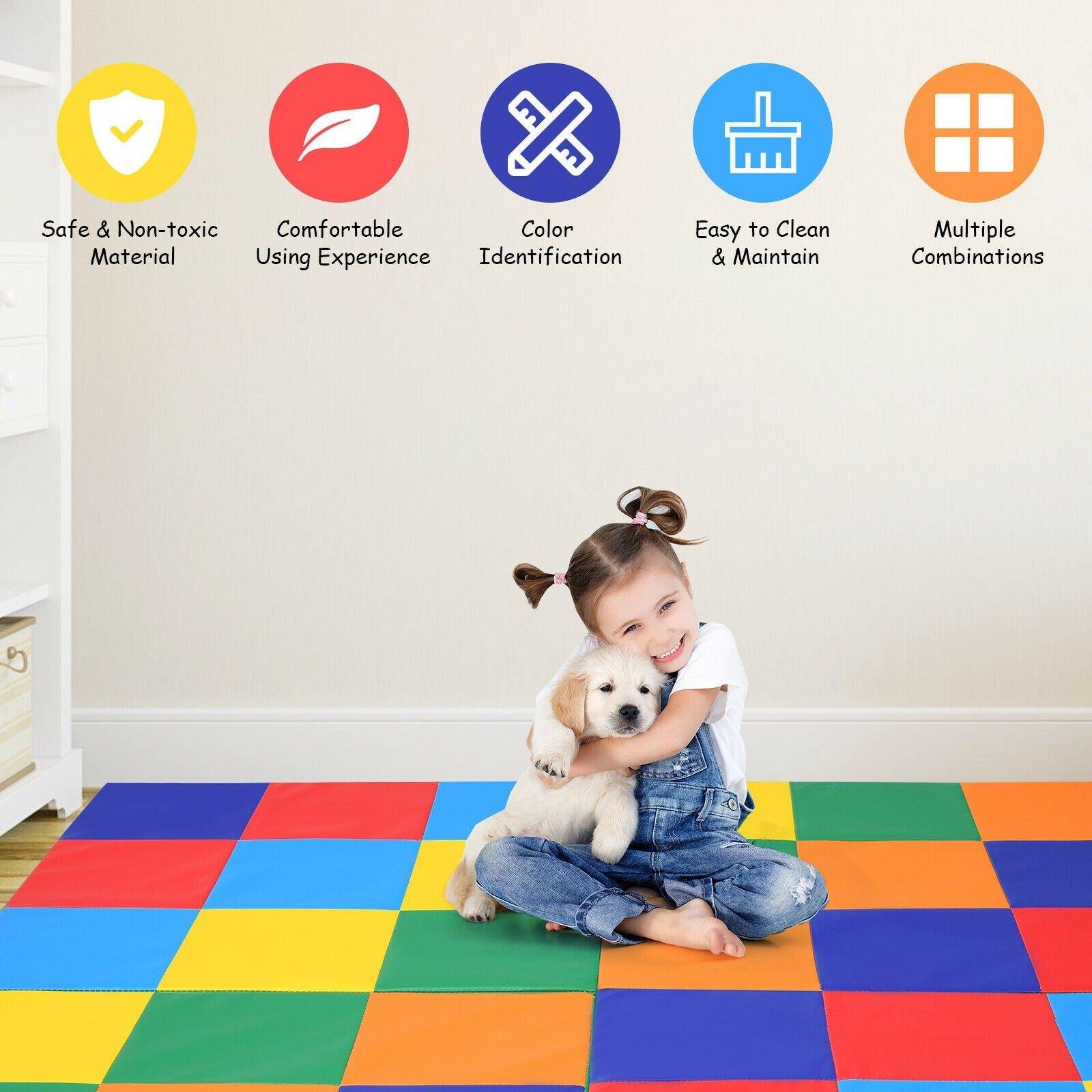 Non-Toxic Extra Thick 9 Piece Children Play & Exercise Mat - Comfortable  Cushiony Foam Floor Puzzle Mat, 6 Vibrant Colors for Kids & Toddlers