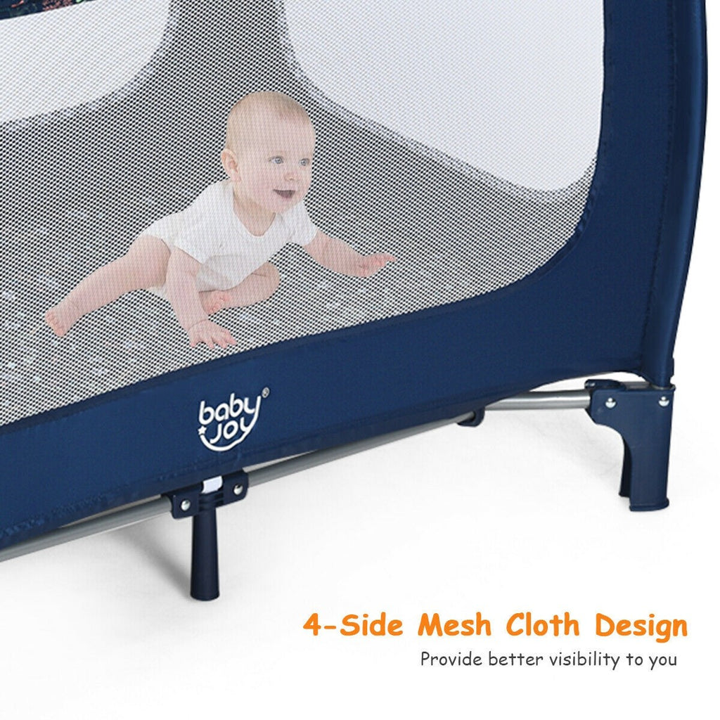 BABY JOY Foldable Baby Playard, Double Layer Pack n Play with Breathable Mattress - costzon