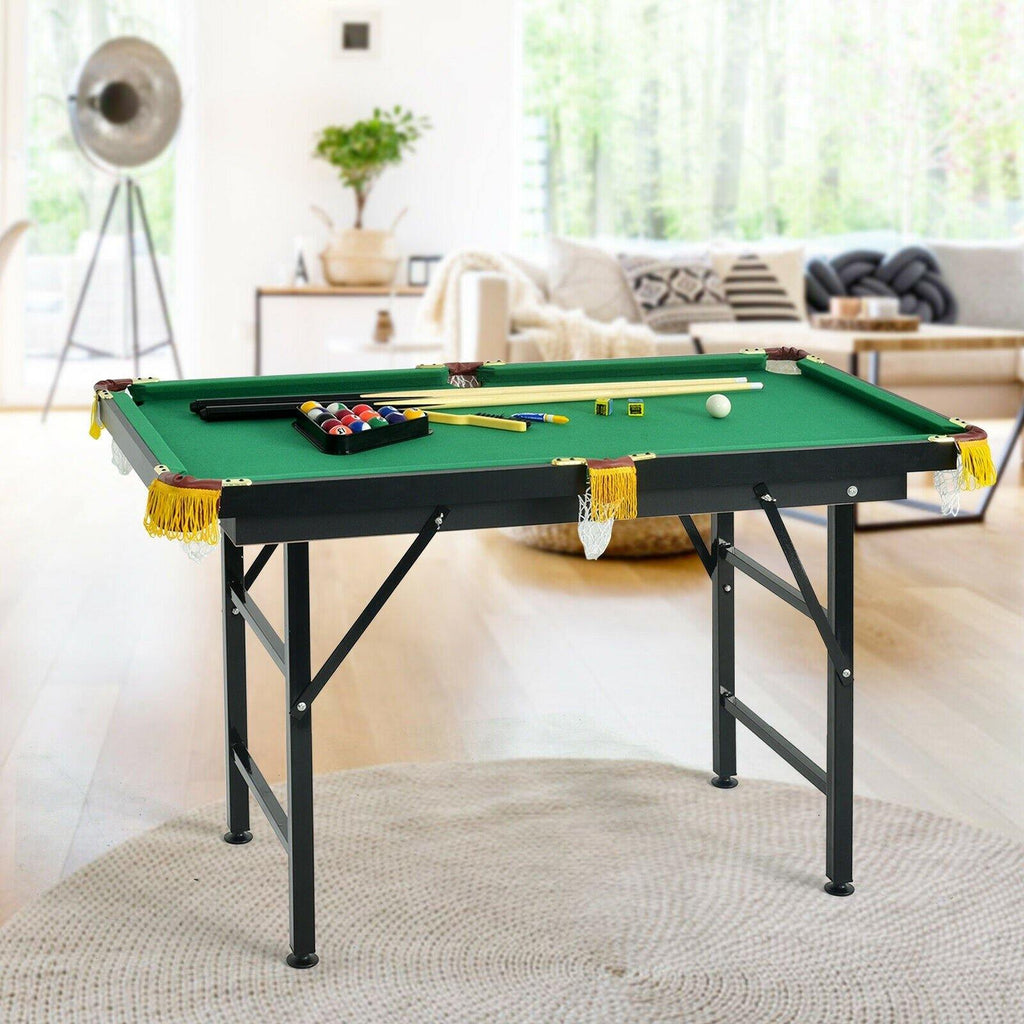 47" Folding Billiard Table, Pool Game Table Includes Cues - costzon