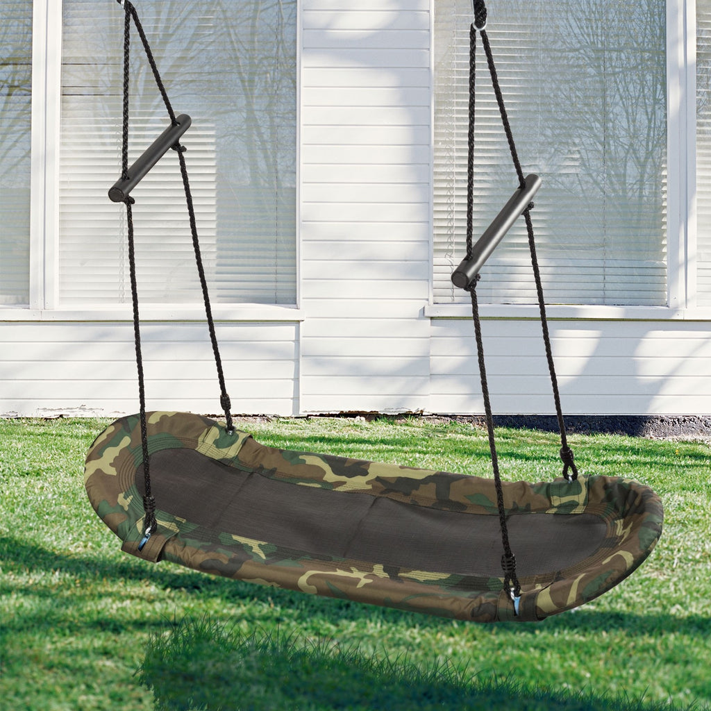 Costzon Saucer Tree Swing, Hanging Platform Surfing Tree Swing w/ Soft Padded Edge (Camo Green) - costzon