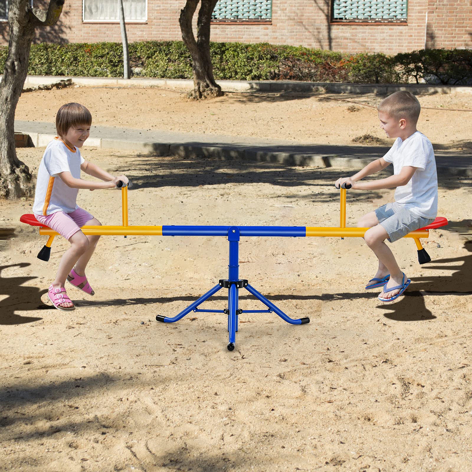 See Saw For Kids To 12 Years 4-Seat Spinning Seesaw 360