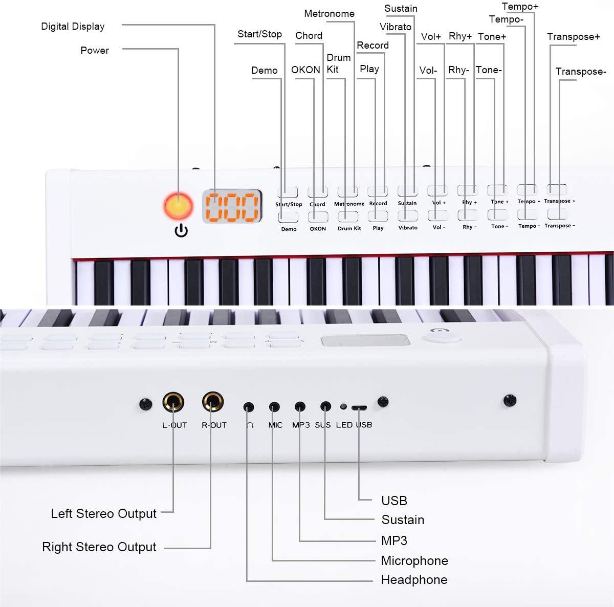 Costzon 61-Key Folding Piano Keyboard, Portable Electric Piano w