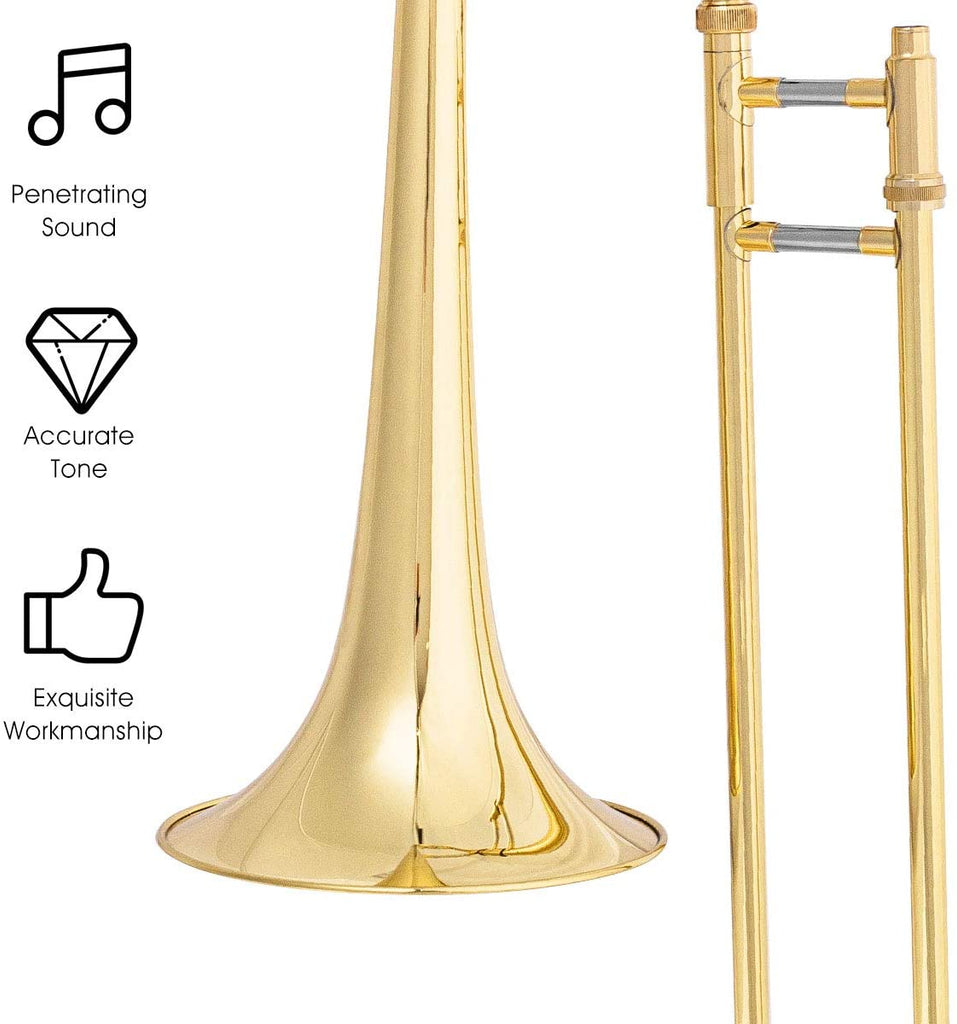 Costzon B Flat Tenor Slide Trombone Brass, Sound for Standard Student Beginner - costzon
