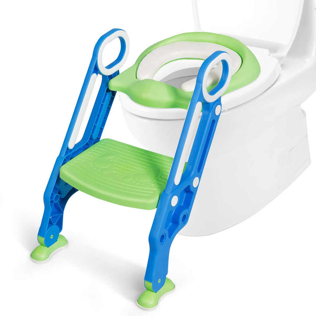 Kids Portable Potty Training Toilet Seat w/Step Stool Ladder - costzon