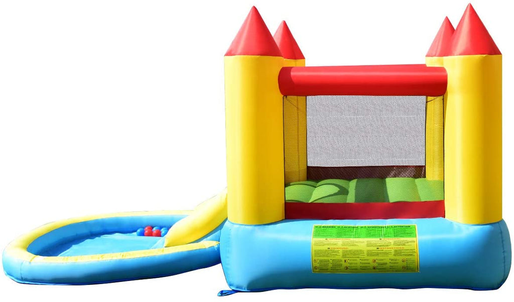 Costzon Inflatable Bounce House, Castle Jumping Bouncer with Water Slide (with 580W Air Blower) - costzon