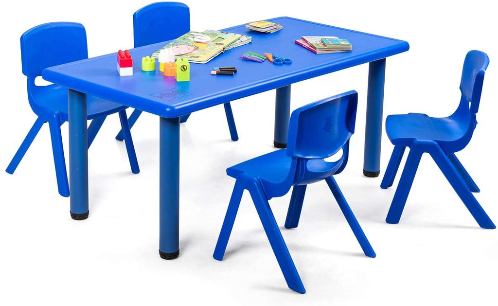 Kids Table and Chair Set, 4 Pcs Stackable Chairs - costzon