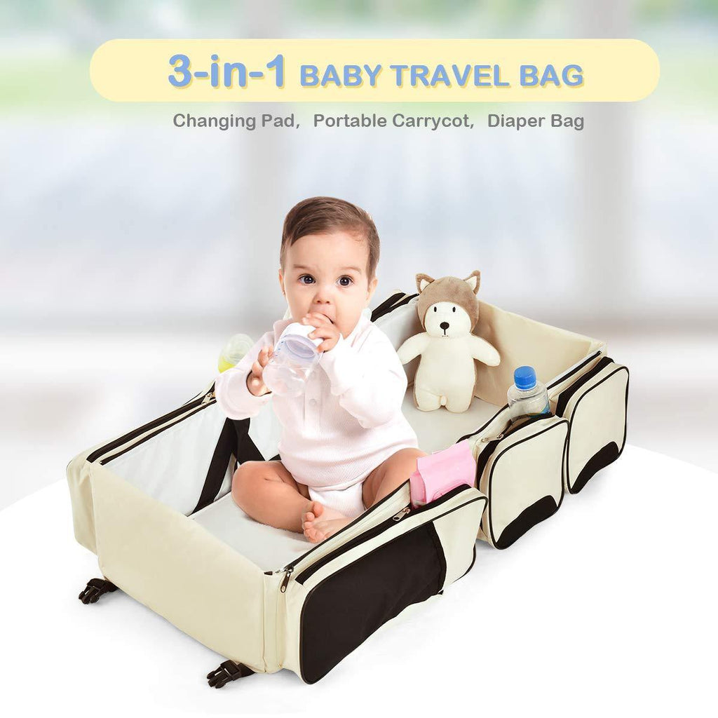 3 in 1 Portable Baby Travel Bag with 3 Storage Pockets - costzon