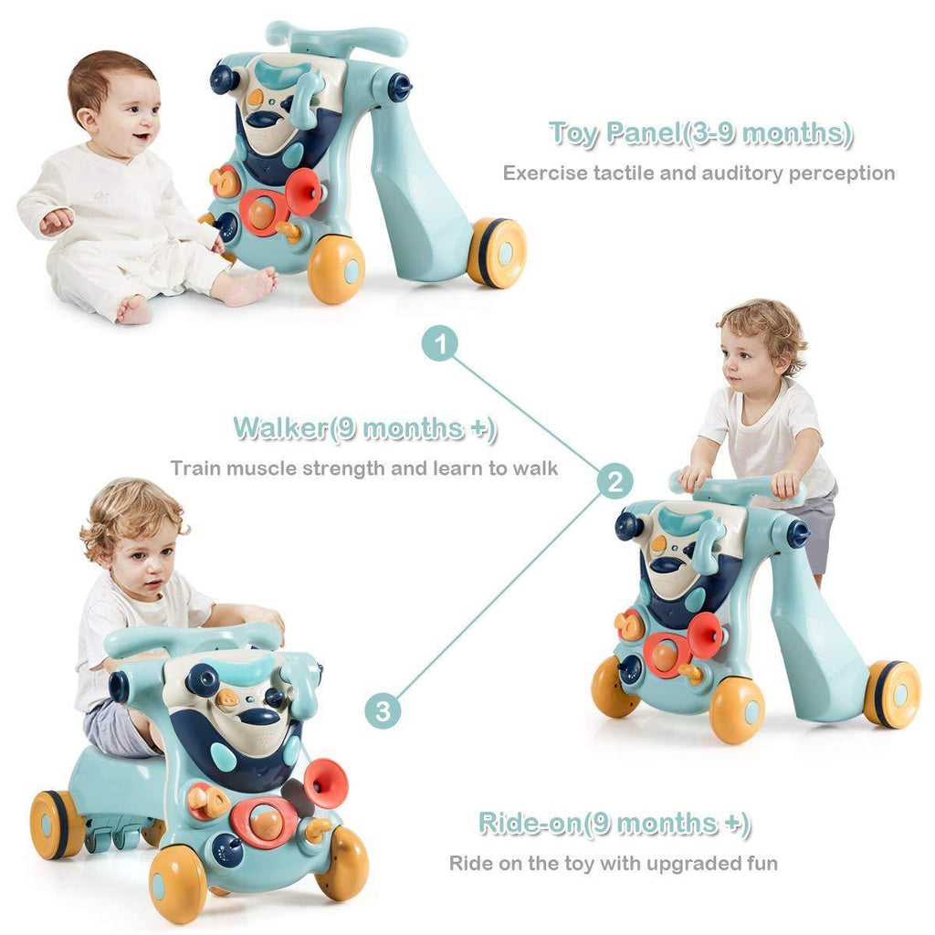 Sit to Stand Walker, 3 in 1 Baby Walker, Ride on Toy Car - costzon