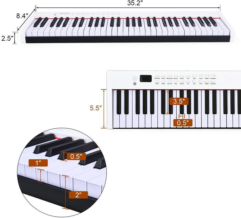 BX-II 61-Key Portable Digital Piano, Electric Keyboard - costzon