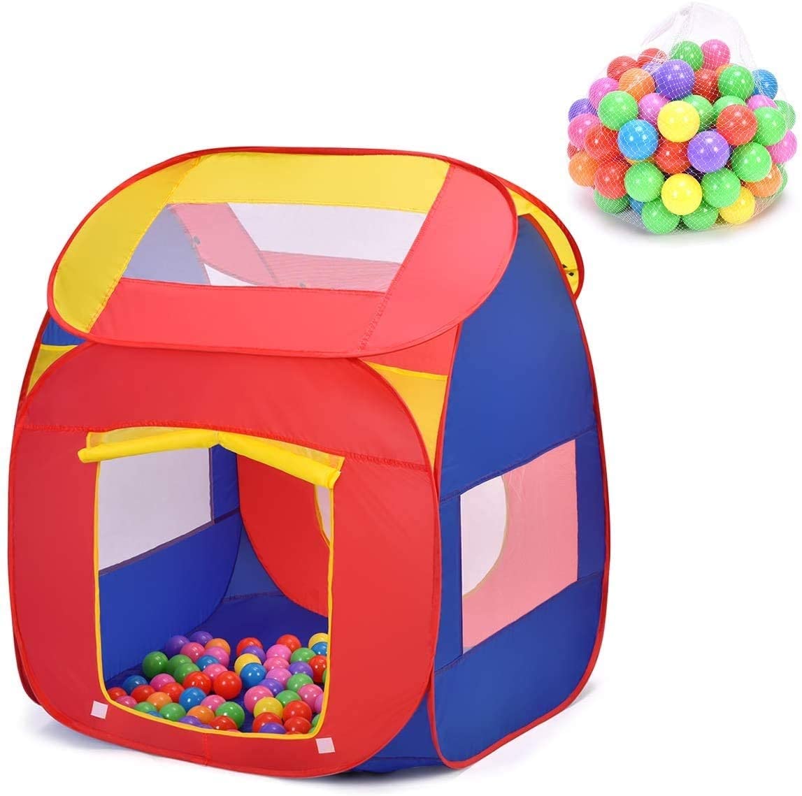 ball pit tent Costzon Ball Pit Play Tent for Kids, 100 Balls Included, Portable Baby Play House for Toddler, Easy Pop Up Fold into a Carrying Case