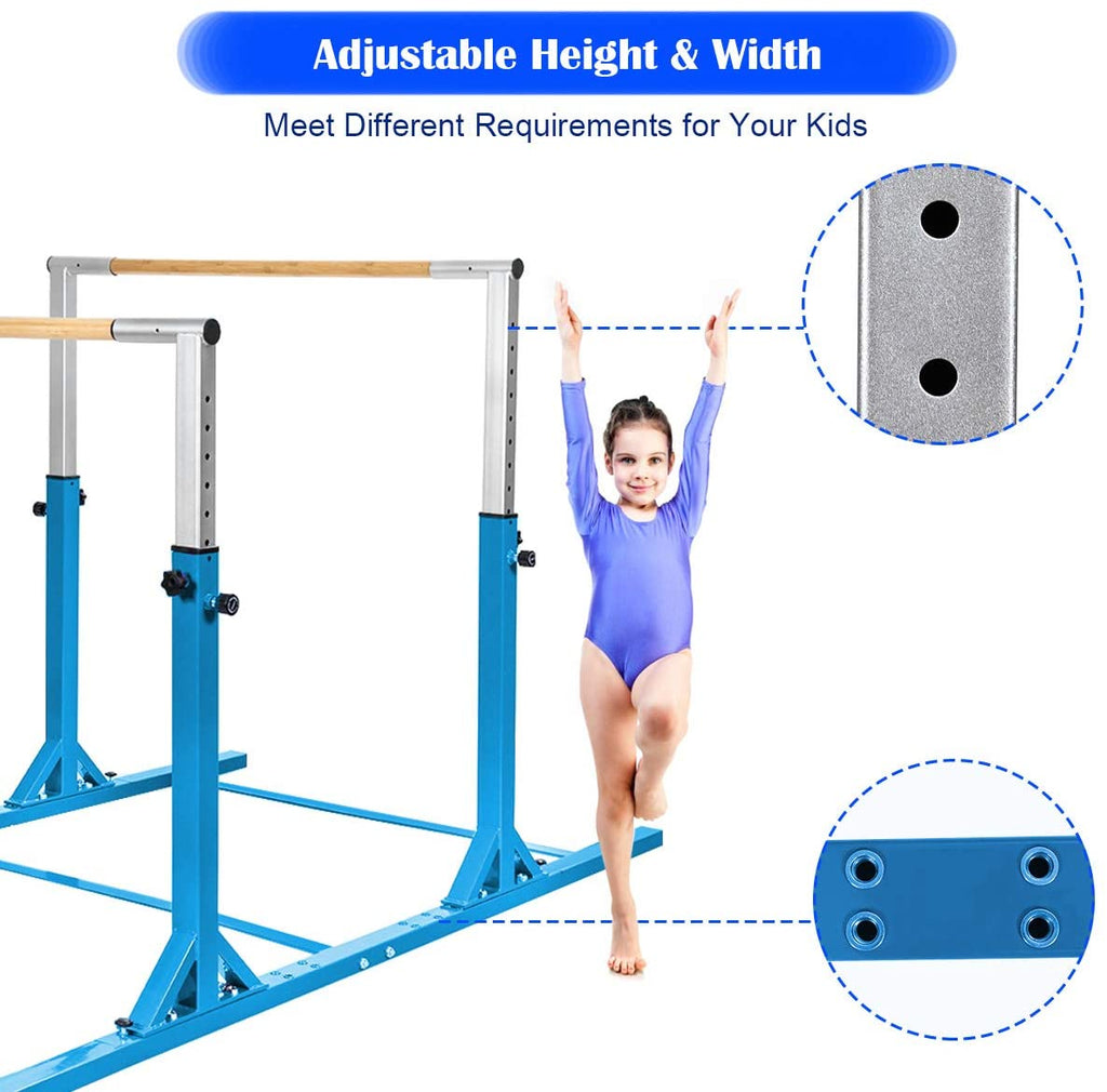 Costzon Double Horizontal Bars, Junior Gymnastic Training Parallel Bars w/11-Level 38-55" Adjustable Heights, 264lbs - costzon