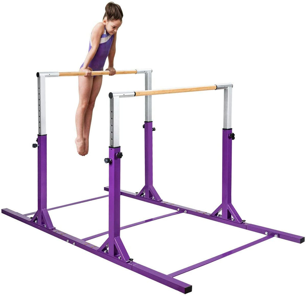 Costzon Double Horizontal Bars, Junior Gymnastic Training Parallel Bars w/11-Level 38-55" Adjustable Heights, 264lbs - costzon