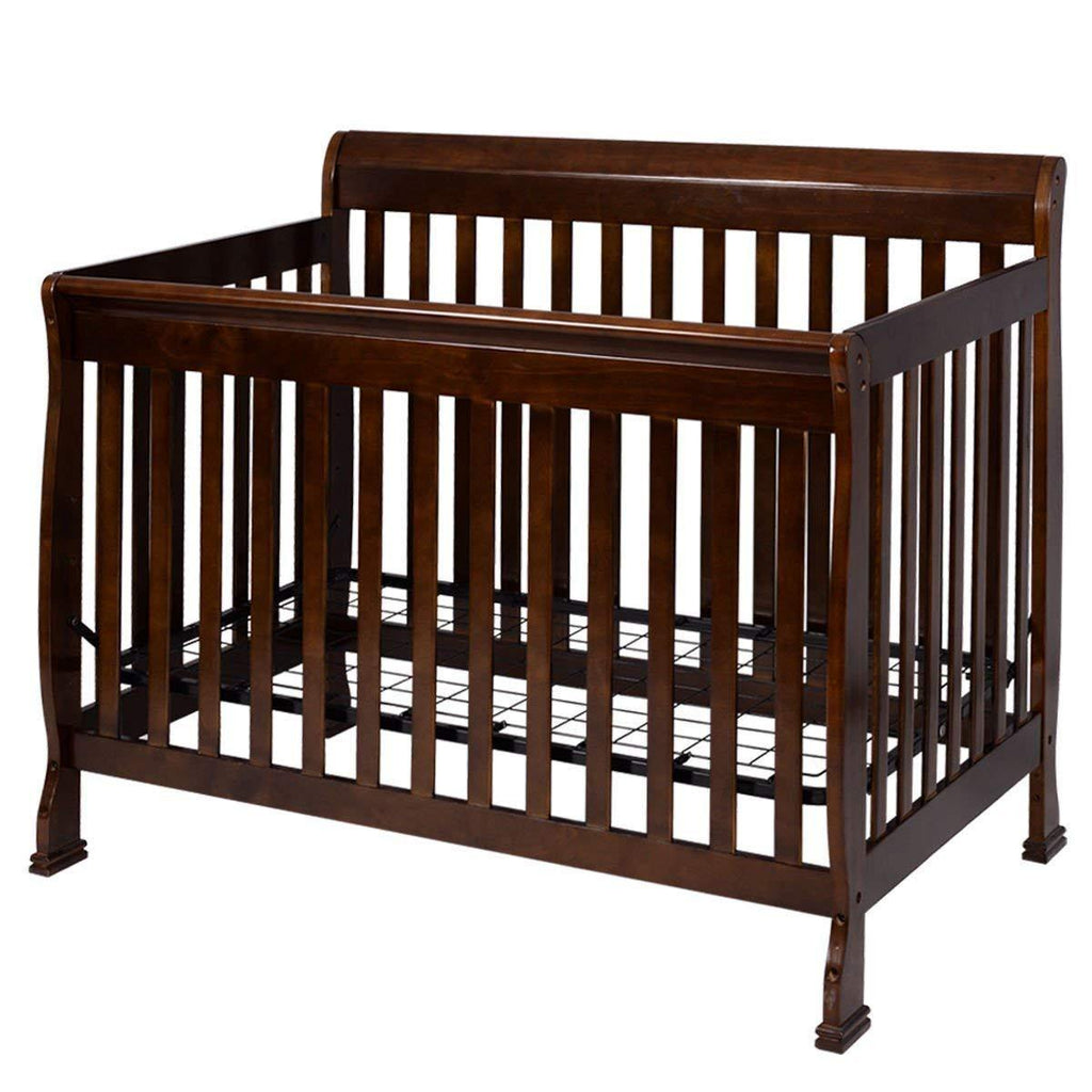 Baby Convertible Crib, Solid Wood Construction Toddler Nursery Bed (Dark Chocolate) - costzon