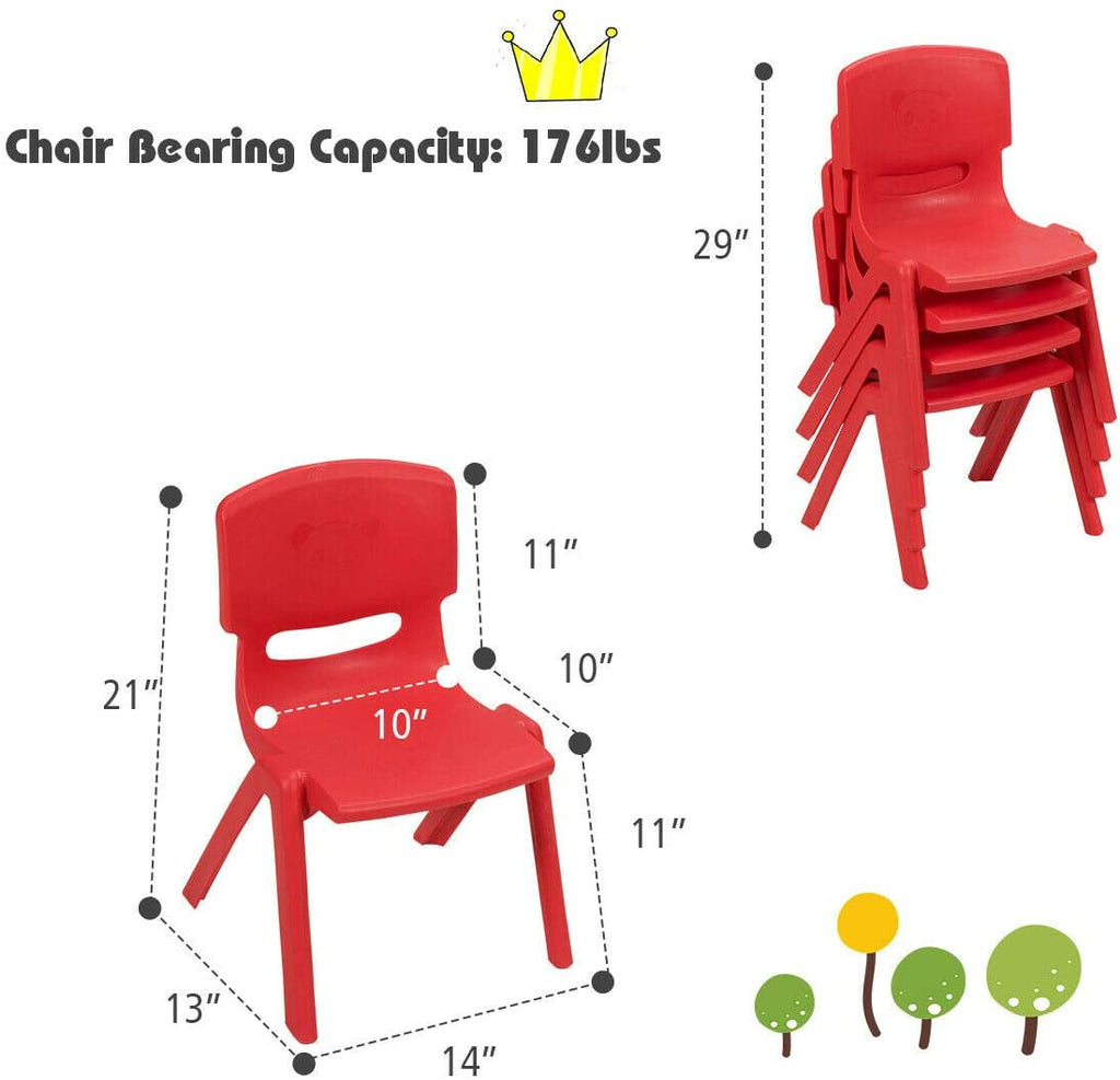 Plastic Stackable School Chairs, 4 Pack - costzon