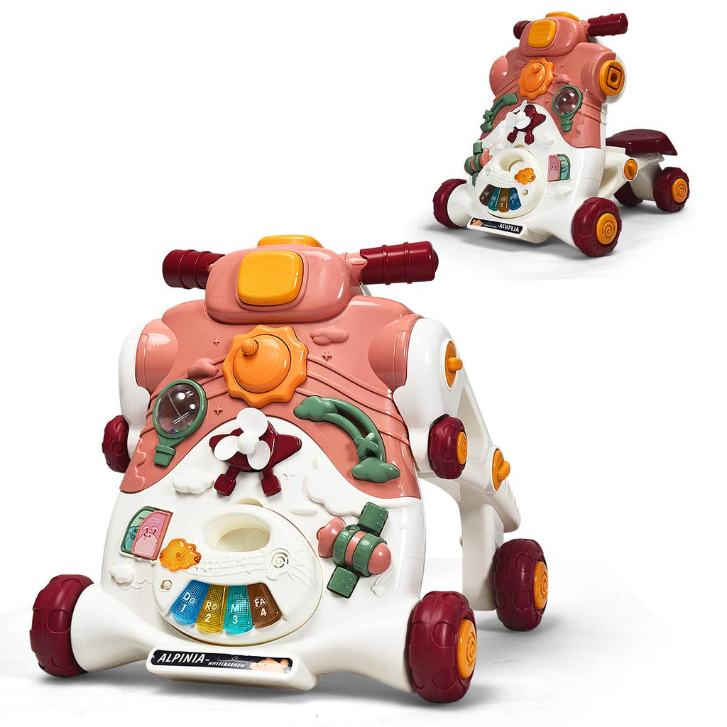 BABY JOY Sit-to-Stand Walker, 3 in 1 Baby Walker, Ride on Car, Game Panel - costzon