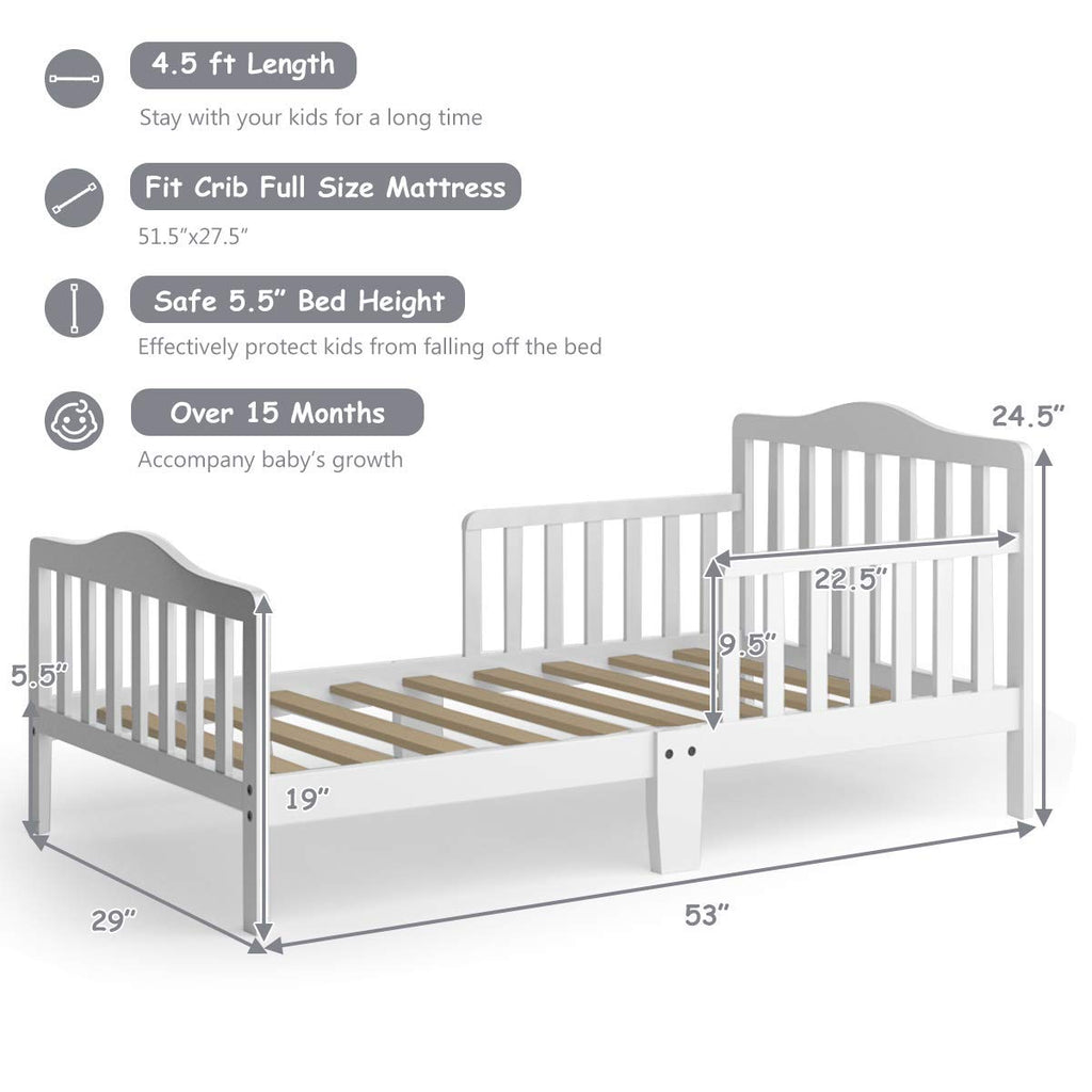 Classic Design Rubber Wood Kids Bed - Costzon