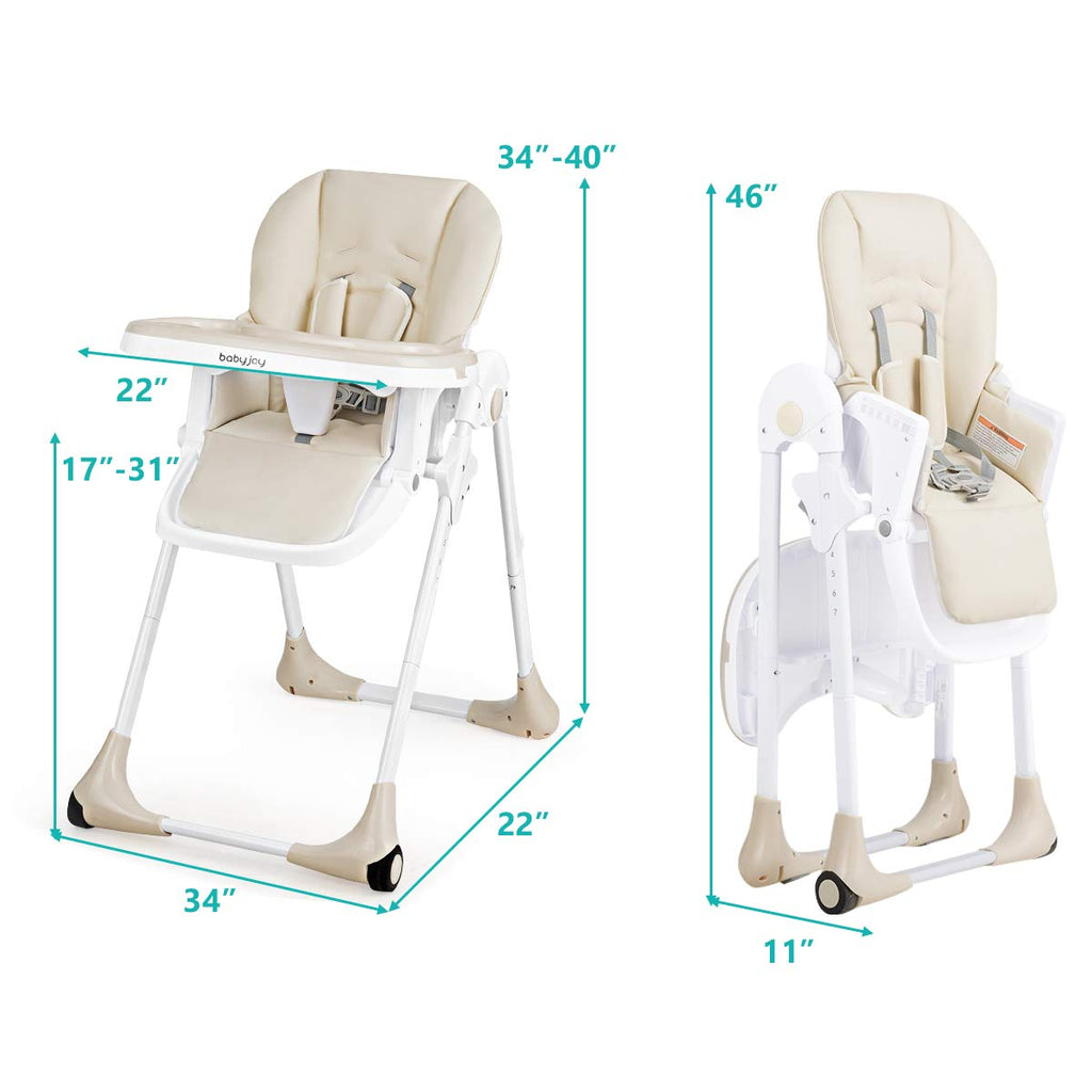 BABY JOY Convertible High Chair for Babies & Toddlers, Height Adjustable, Grow & Go High Chair w/Recline & Footrest - costzon