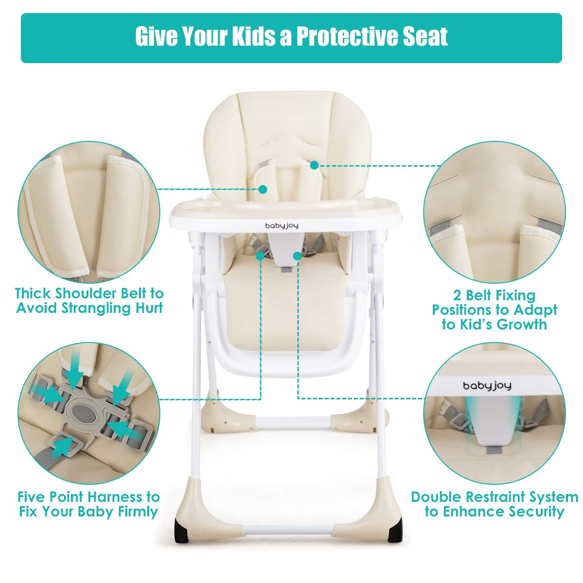 BABY JOY Convertible High Chair for Babies Toddlers, Height