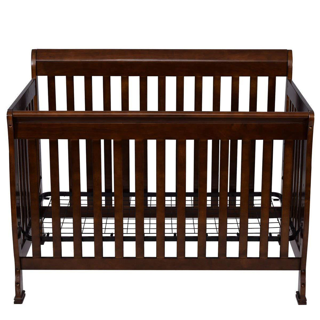 Baby Convertible Crib, Solid Wood Construction Toddler Nursery Bed (Dark Chocolate) - costzon