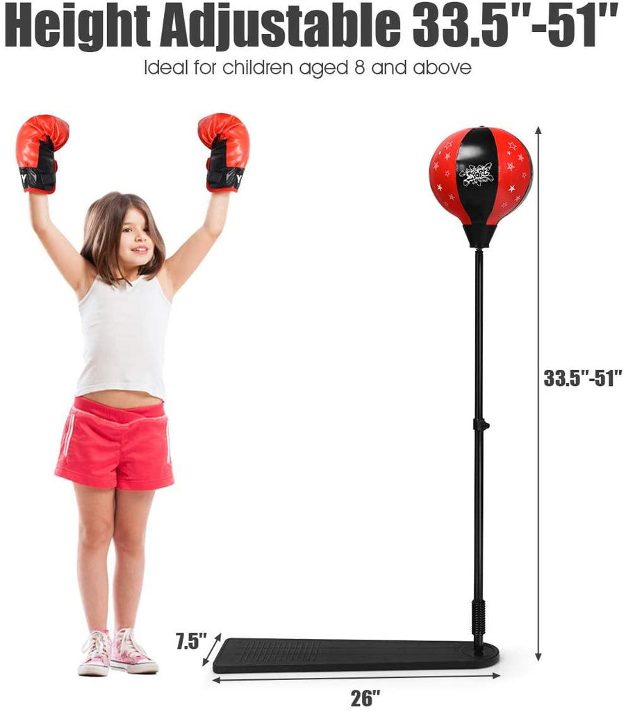 Kids Punching Bag, Height Adjustable Boxing Set - costzon