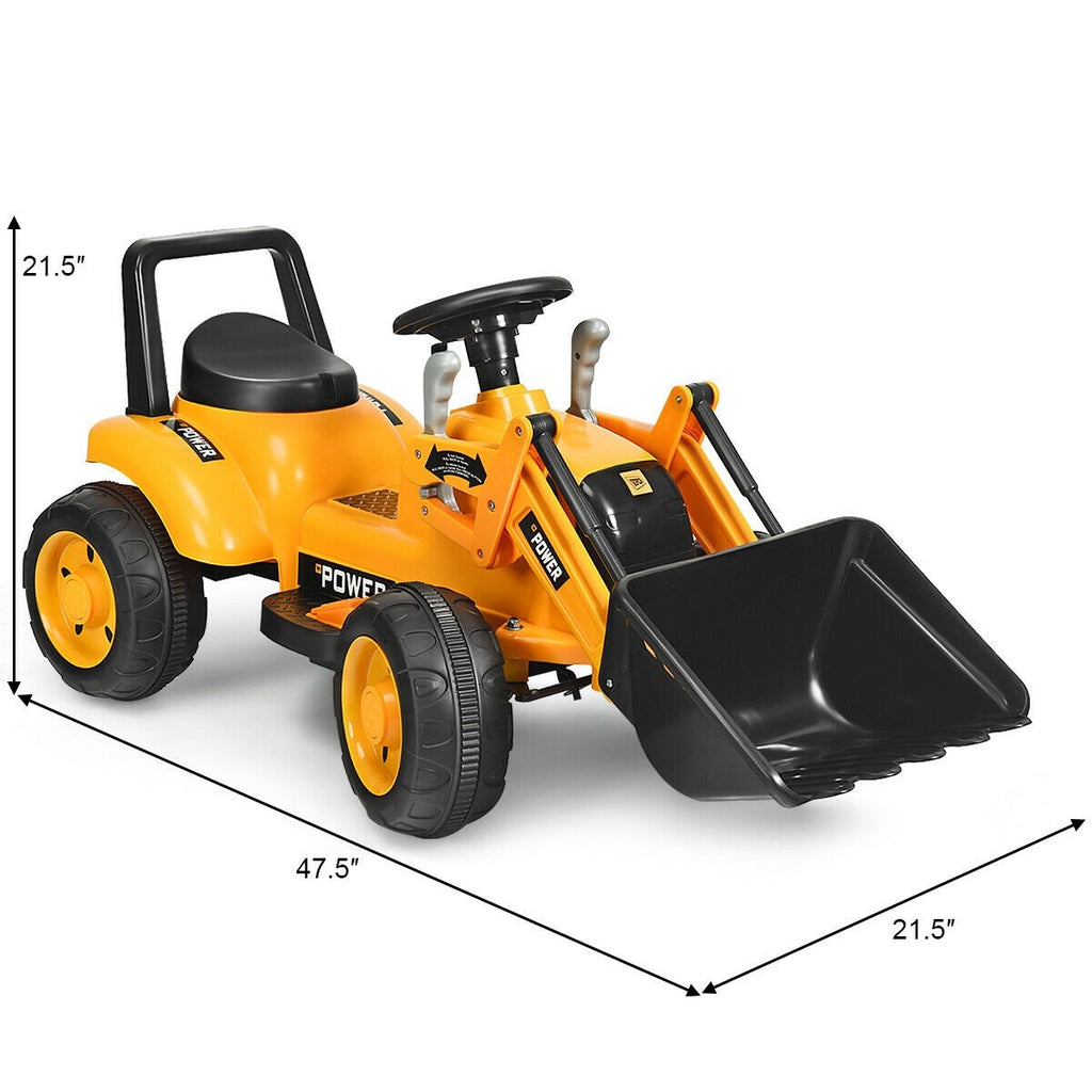 Costzon Kids Ride On Excavator, 6V Battery Powered Construction Tractor w/ Horn, Controllable Digging Bucket - costzon