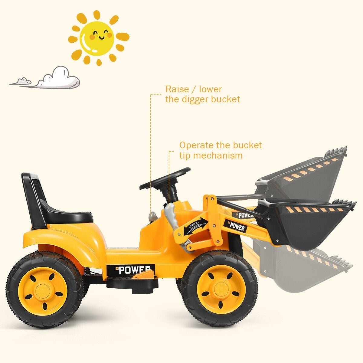 6V Battery Powered Construction Tractor - Costzon