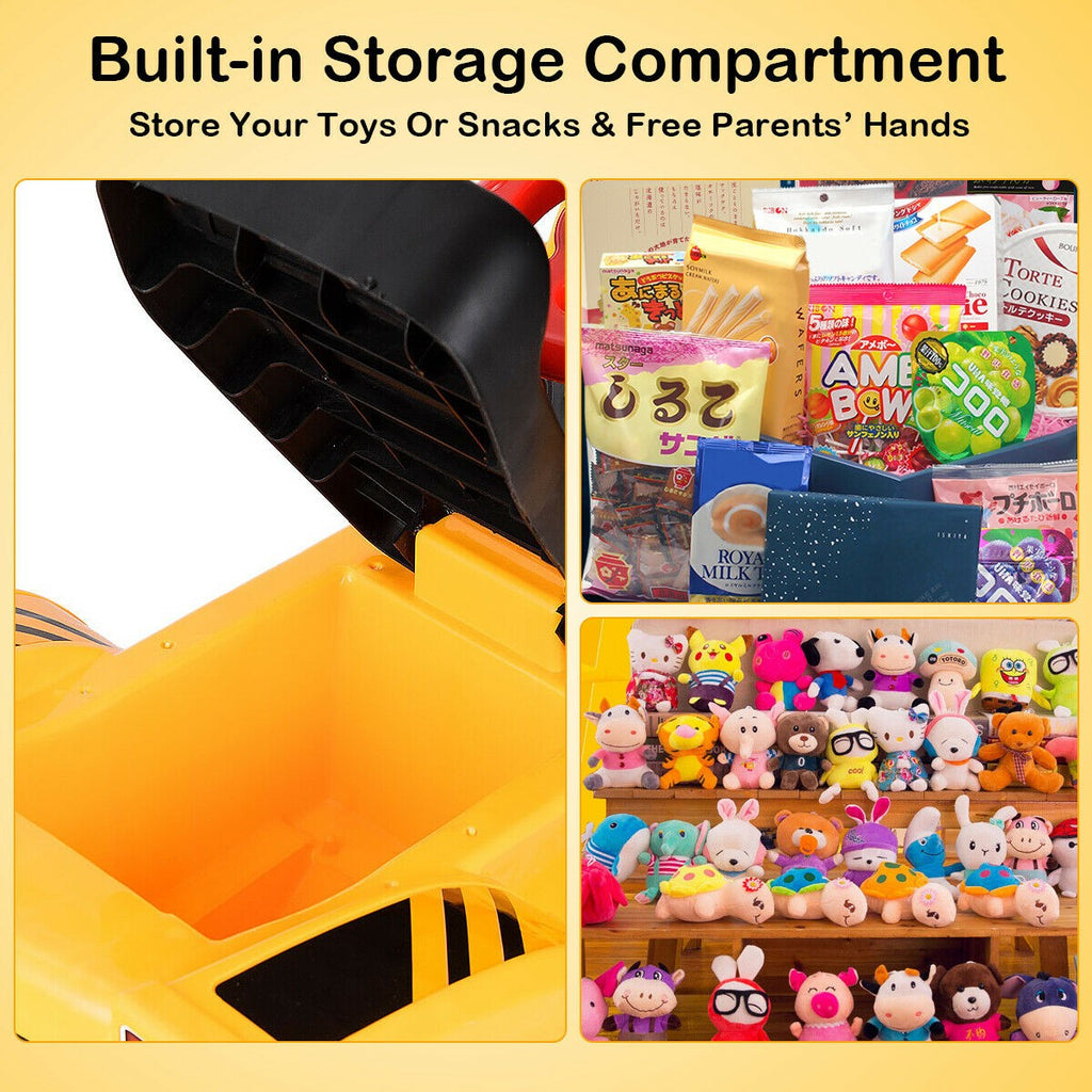 Kids Ride On Construction Bulldozer, Outdoor Digger Scooper Pulling Cart - costzon